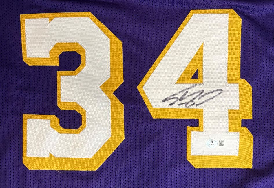 Shaquille O'Neal Los Angeles Signed Purple Basketball Jersey BAS