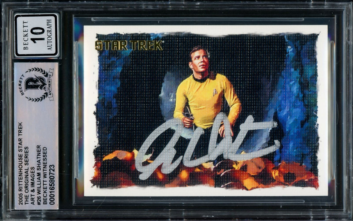 William Shatner Signed 2005 Rittenhouse Star Trek #26 Trading Card BAS Auto 10