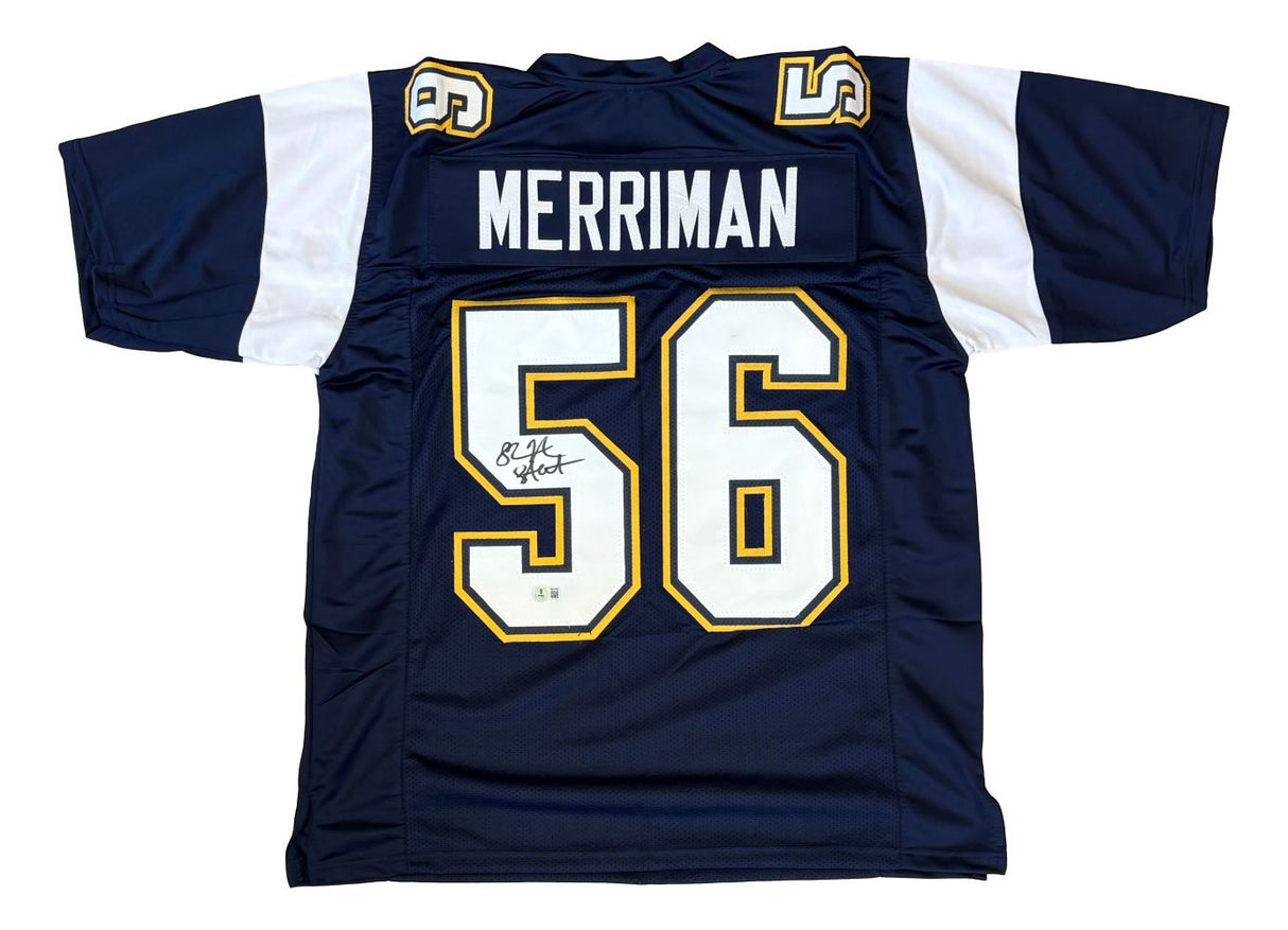 Shawn Merriman San Diego Signed Navy Football Jersey Lights Out BAS