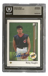 Charlie Sheen Signed Major League Ricky Vaughn Custom Trading Card BAS