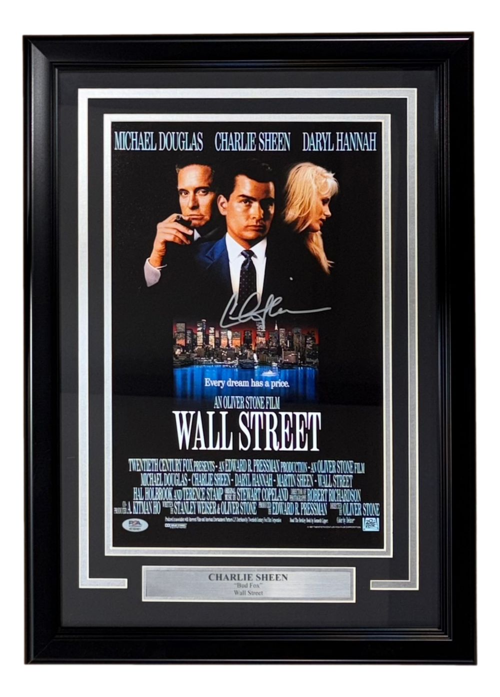 Charlie Sheen Signed Framed 11x17 Wall Street Photo PSA/DNA Hologram
