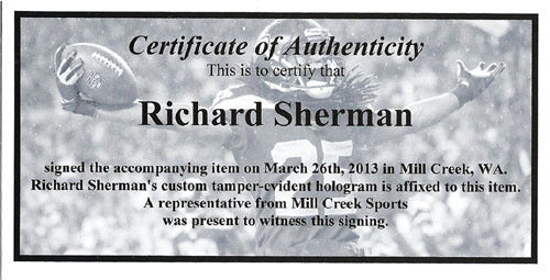 Richard Sherman & Malcolm Smith Autographed 16x20 Photo Seattle Seahawks "The Tip 1/19/14" RS Holo & MCS Holo Stock #85973