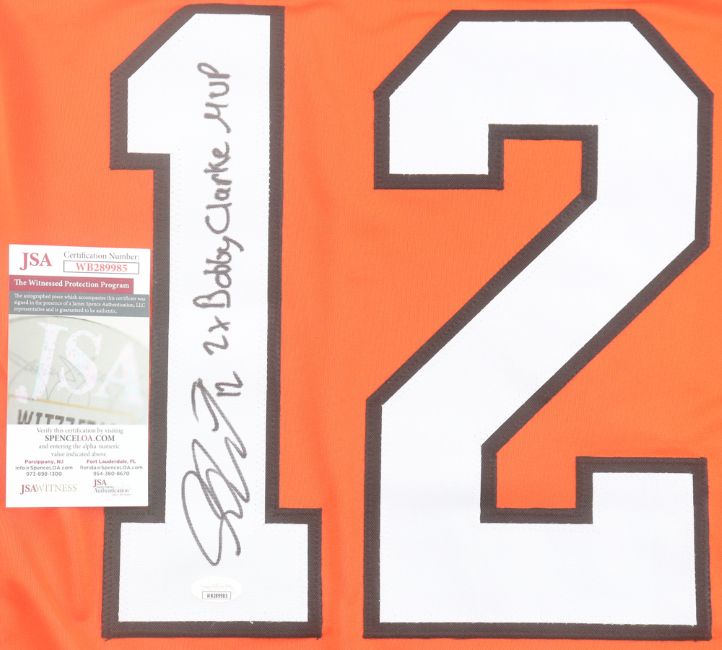 Simon Gagne Philadelphia Signed Orange Hockey Jersey 2x Bobby Clarke MVP JSA