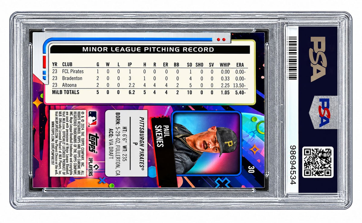 2024 Topps Chrome Cosmic #30 Paul Skenes Pirates Rookie Card PSA Gem MT 10