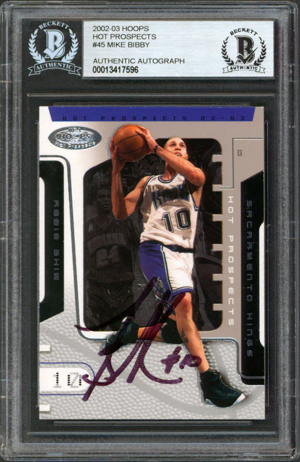 Kings Mike Bibby Authentic Signed 2002 Hoops Hot Prospects #45 Card BAS Slabbed