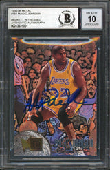 Lakers Magic Johnson Signed 1995 Metal #161 Card Auto Graded 10! BAS Slabbed