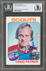 Capitals Craig Patrick Authentic Signed 1975 Topps #178 Card BAS Slabbed