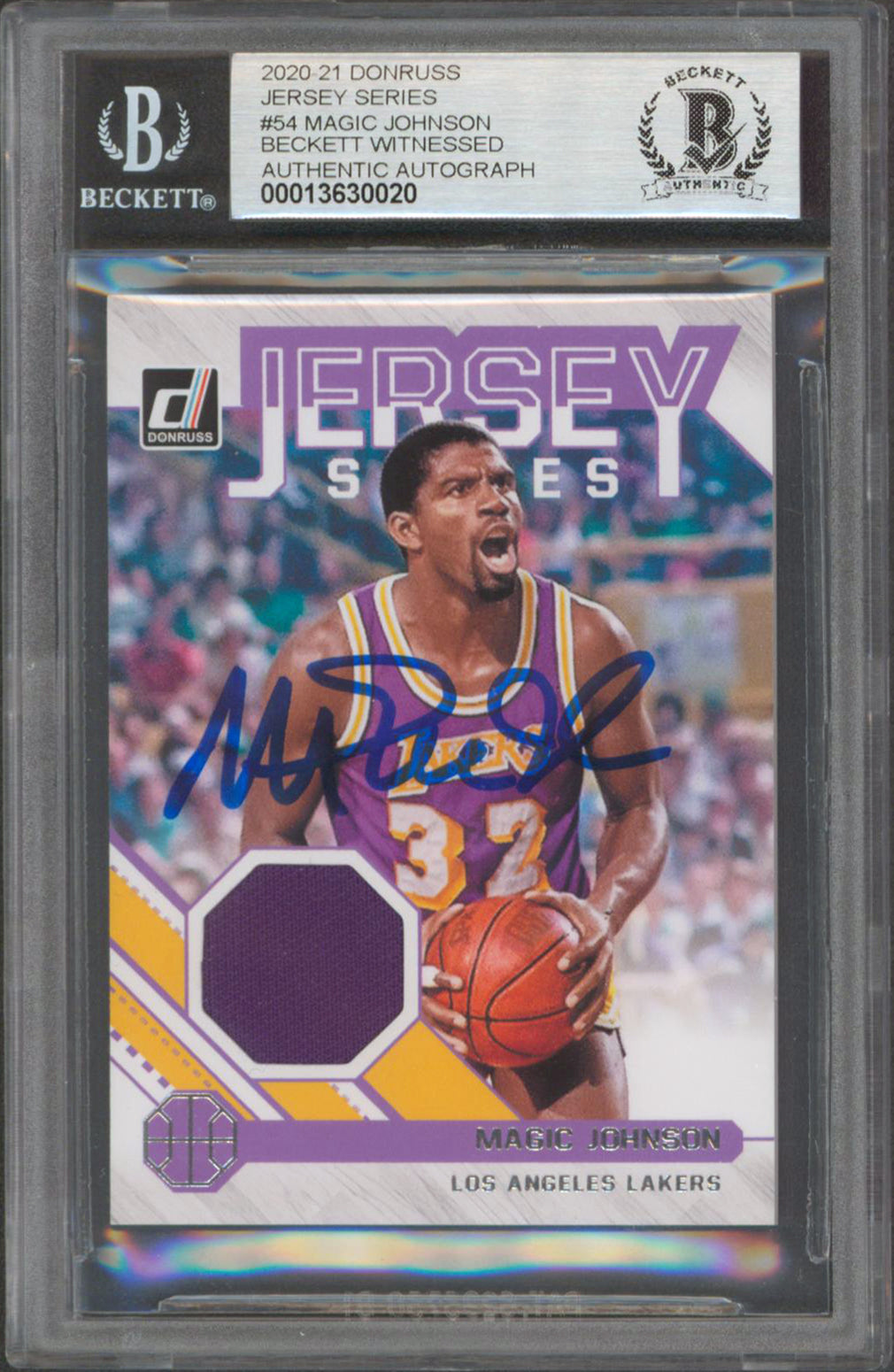 Lakers Magic Johnson Signed 2020 Donruss JS #54 Card Auto Graded 10! BAS Slabbed