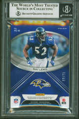 Ray Lewis Signed 2018 Panini Spectra POTG Mat Neon Green #16#2/25 Card BAS Slab