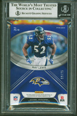 Ray Lewis Signed 2018 Panini Spectra POTG Mat Neon Green #16#2/25 Card BAS Slab