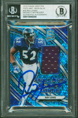 Ray Lewis Signed 2019 Spectra POTG Neon Blue #16 71/99 Card Auto 10! BAS Slabbed