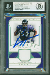 Ray Lewis Signed 2018 National Treasures Holo Gold #9 Card Auto 10! BAS Slabbed
