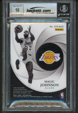 Magic Johnson Signed 2020 Panini Noir Icons #2 23/99 Card Auto 10! BAS Slabbed