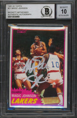 Lakers Magic Johnson Signed 1981 Topps #21 Card Auto 10! BAS Slabbed #13630868