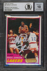Lakers Magic Johnson Signed 1981 Topps #21 Card Auto 10! BAS Slabbed #13630868