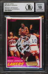 Lakers Magic Johnson Signed 1981 Topps #21 Card Auto 10! BAS Slabbed #13630871