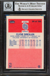 Blazers Clyde Drexler "2x Insc" Signed 1986 Fleer #26 RC Card Auto 10! BAS Slab