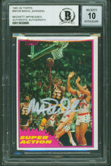 Lakers Magic Johnson Authentic Signed 1981 Topps #W109 Card Auto 10! BAS Slabbed