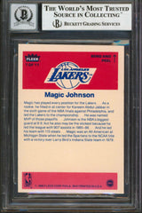Lakers Magic Johnson Signed 1986 Fleer Stickers #7 Card Auto 10! BAS Slabbed