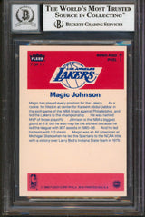 Lakers Magic Johnson Signed 1986 Fleer Stickers #7 Card Auto 10! BAS Slabbed