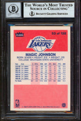 Lakers Magic Johnson "HOF 02" Signed 1986 Fleer #53 Card Auto 10! BAS Slabbed