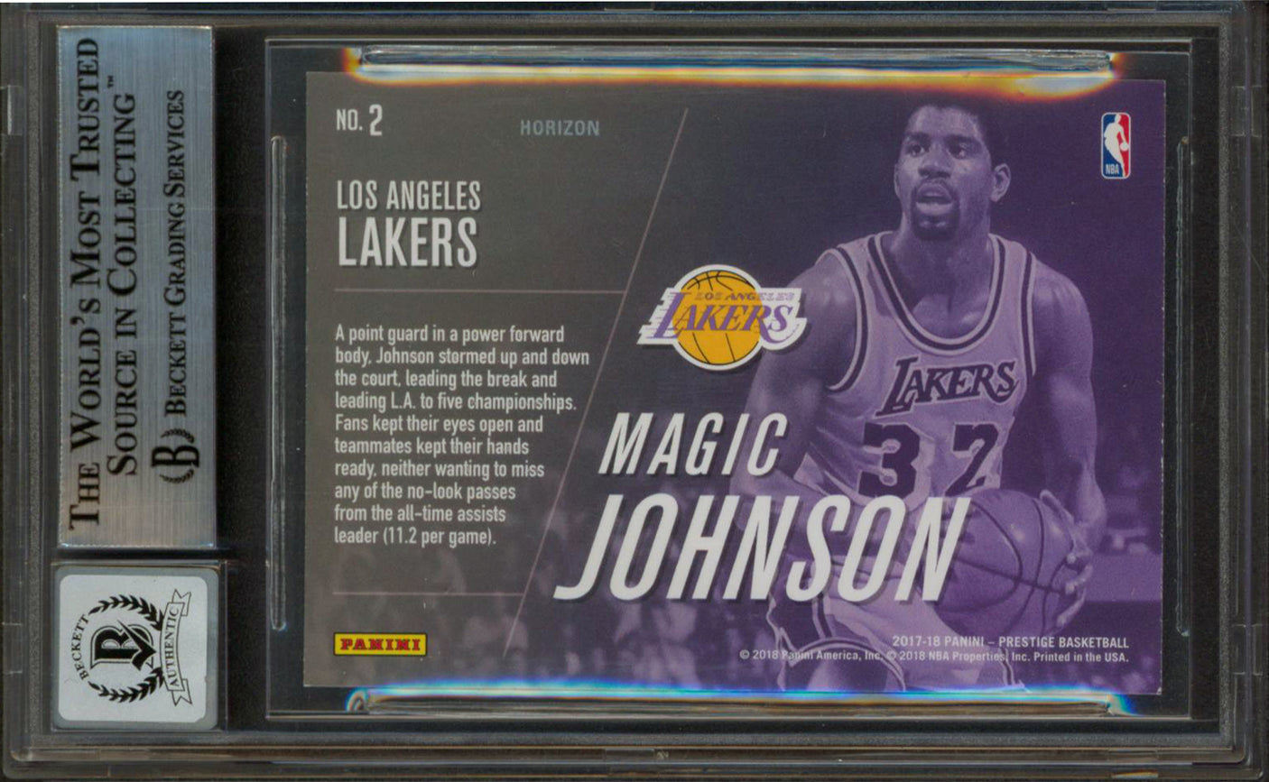 Lakers Magic Johnson Signed 2017 Prestige AT Greats #2 Card Auto 10! BAS Slabbed