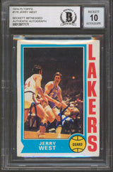 Lakers Jerry West Authentic Signed 1974 Topps #176 Card Auto 10! BAS Slabbed 2