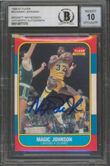 Lakers Magic Johnson Signed 1986 Fleer #53 Card Auto Graded Mint 10! BAS Slabbed