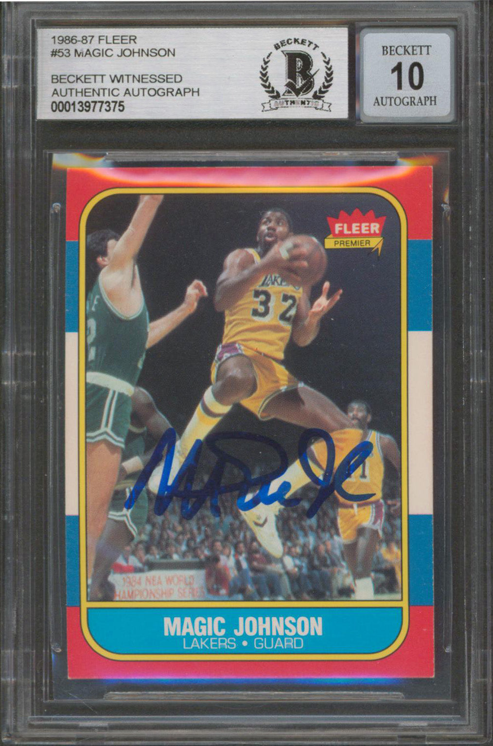 Lakers Magic Johnson Signed 1986 Fleer #53 Card Auto Graded Mint 10! BAS Slabbed