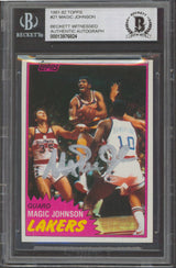 Lakers Magic Johnson Signed 1981 Topps #21 Card BAS Slabbed