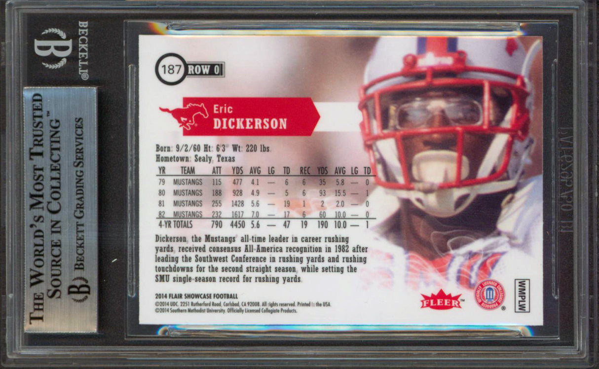 Rams Eric Dickerson Authentic Signed 2014 Flair Showcase #187 Card BAS Slabbed