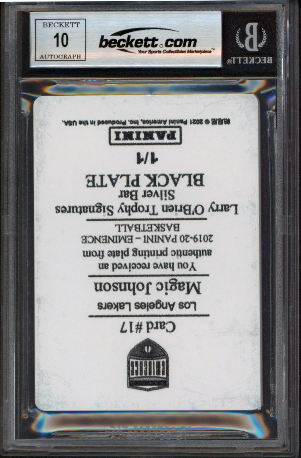 Lakers Magic Johnson Signed 2019 Panini Eminence PPB #17 Card Auto 10! BAS Slab