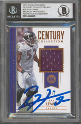 Ravens Ray Lewis Signed 2018 Panini EC Collection MAT #20 50/50 Card BAS Slabbed