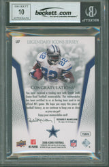 Cowboys Emmitt Smith Signed 2008 Upper Deck Icons #LI7 Card BAS Slabbed