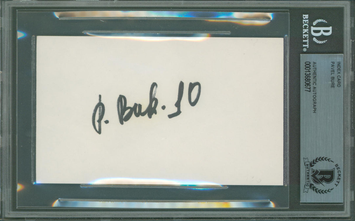 Canucks Pavel Bure Authentic Signed 3x5 Index Card Autographed BAS Slabbed 1