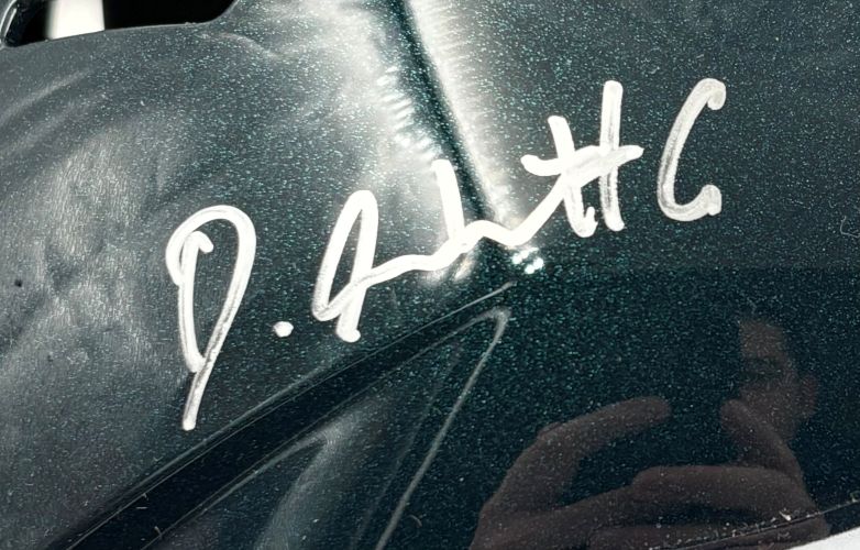 Devonta Smith Signed Eagles Super Bowl 59 FS Replica Helmet Fanatics w/ Case