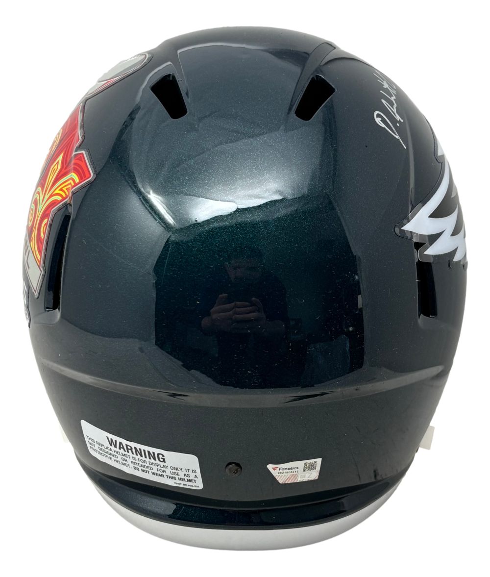 Devonta Smith Signed Eagles Super Bowl 59 FS Replica Helmet Fanatics w/ Case