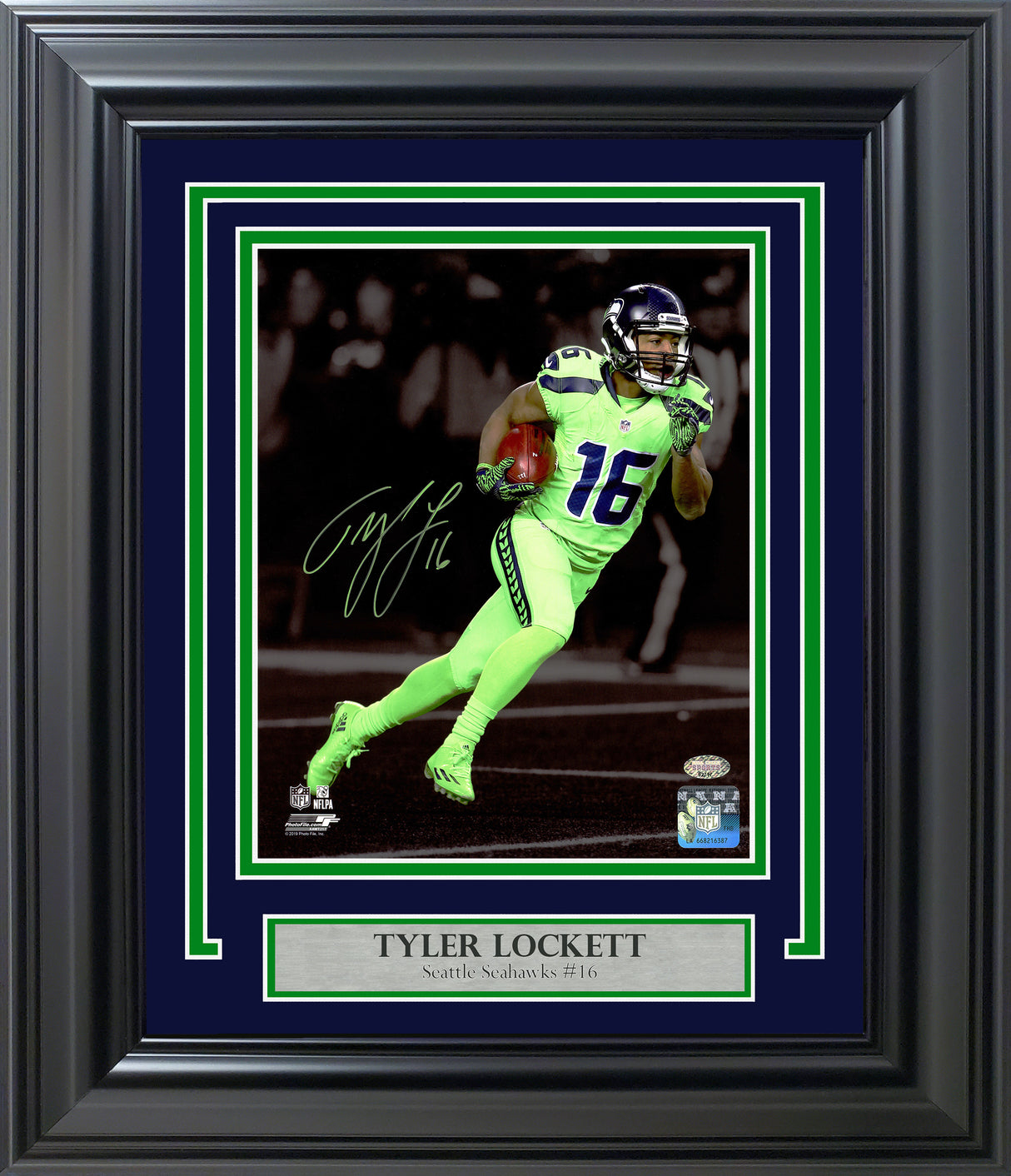 Tyler Lockett Autographed Framed 8x10 Photo Seattle Seahawks MCS Holo Stock #220491