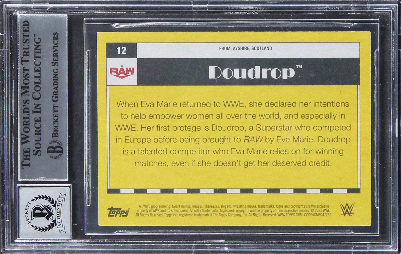 Doudrop Authentic Signed 2021 Topps Heritage WWE #12 Card Auto 10! BAS Slabbed