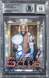 Kofi Kingston Signed 2021 Topps Chrome WWE 5 TC #5T8 Card Auto 10! BAS Slabbed
