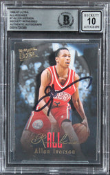 Allen Iverson Signed 1996 Ultra All Rookies #7 Rookie Card Auto 10! BAS Slabbed