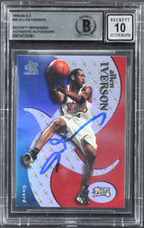 76ers Allen Iverson Signed 1999 E-X #45 Card Auto Graded Gem Mint 10! BAS Slab