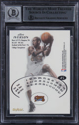 76ers Allen Iverson Signed 1999 E-X #45 Card Auto Graded Gem Mint 10! BAS Slab