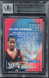 Allen Iverson Signed 1999 Skybox Impact Rewind '99 #RN18 Card Auto 10! BAS Slab