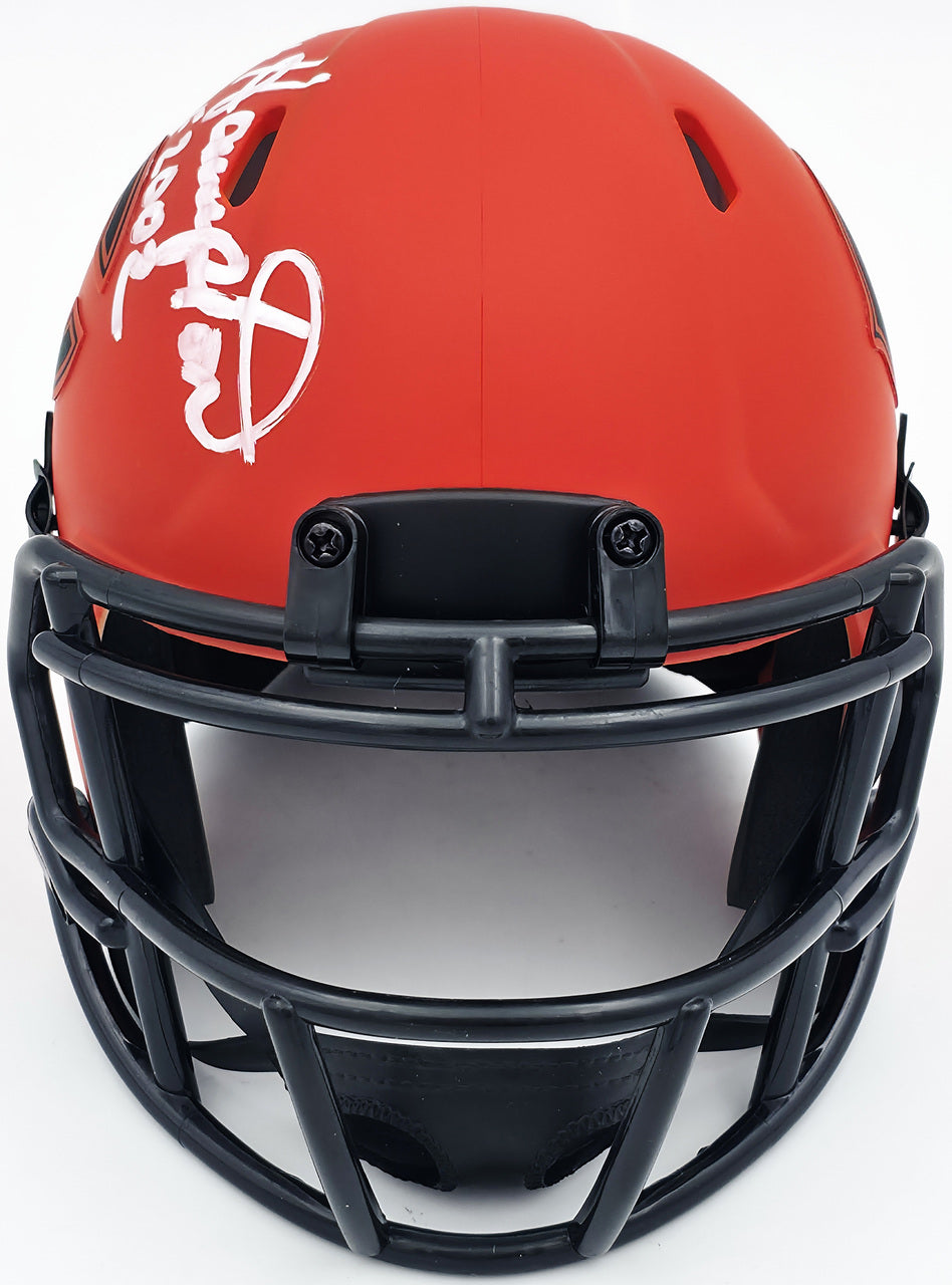 Dan Hampton Autographed Chicago Bears Rave Orange Mini Helmet "HOF 2002" Beckett BAS Witness Stock #249586