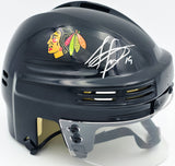 Jonathan Toews Autographed Chicago Blackhawks Black Mini Helmet Beckett BAS Witness Stock #250191