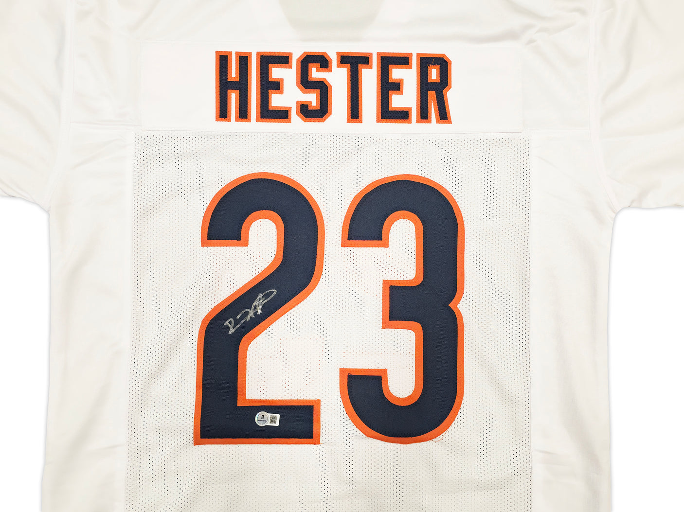 Chicago Bears Devin Hester Autographed White Jersey Beckett BAS QR Stock #250274