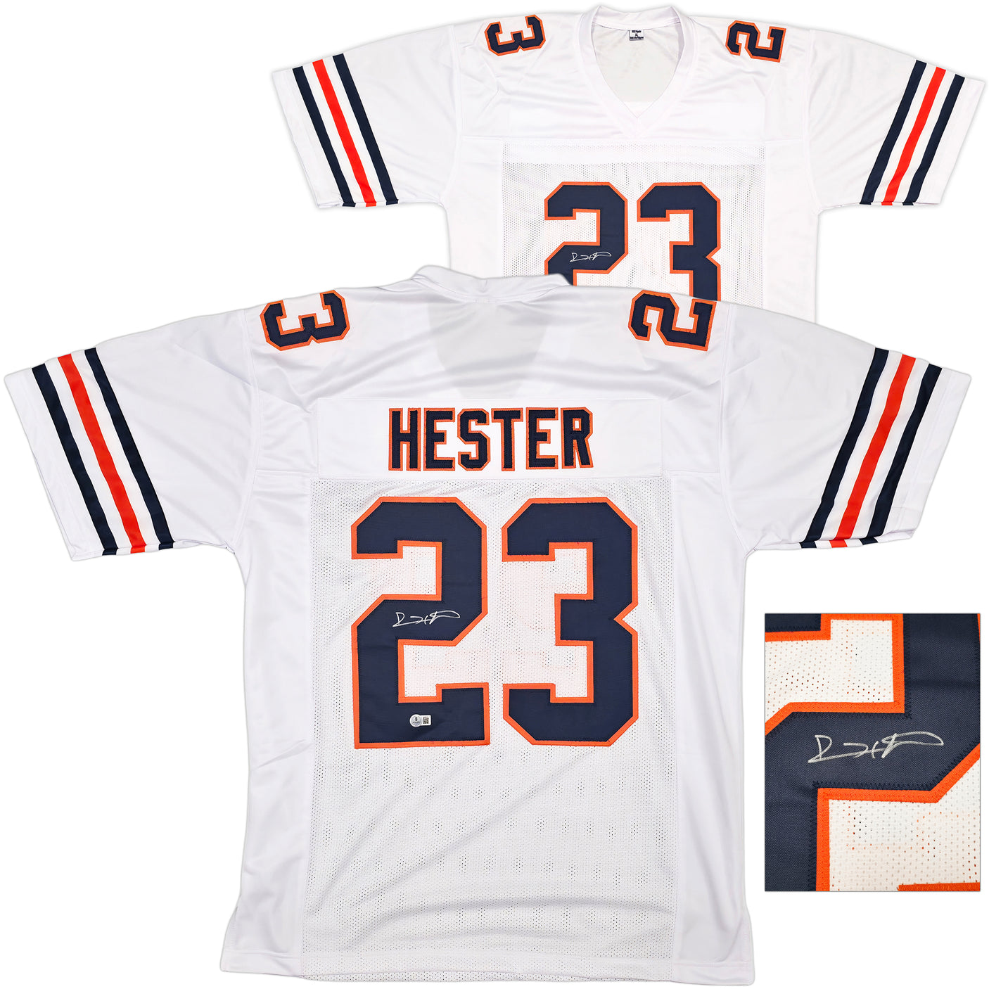 Chicago Bears Devin Hester Autographed White Jersey Beckett BAS QR Stock #250273