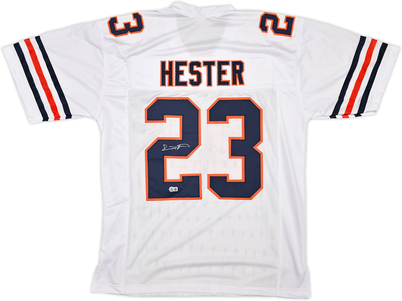 Chicago Bears Devin Hester Autographed White Jersey Beckett BAS QR Stock #250273