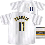 Milwaukee Brewers Jackson Chourio Autographed White Jersey Beckett BAS QR Stock #250267